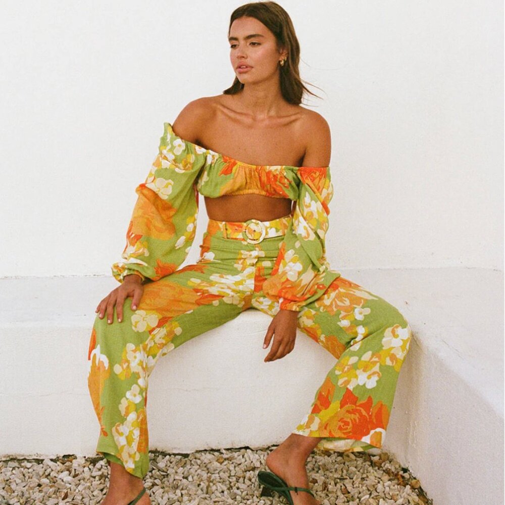 Savannah Pants - Floral Sunset
